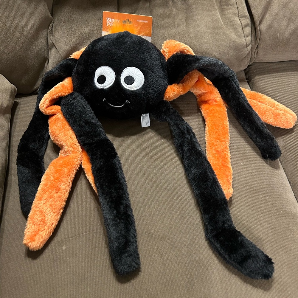 ZippyPaws Halloween Grunterz - Black & Orange Spider